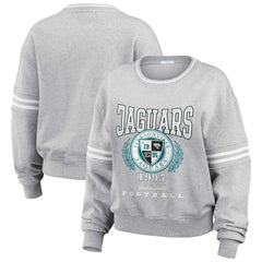 Jacksonville Jaguars WEAR by Erin Andrews Women's Cropped Pullover Sweatshirt - Heather Gray outlet