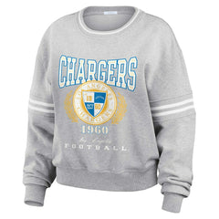 Los Angeles Chargers WEAR by Erin Andrews Women's Cropped Pullover Sweatshirt - Heather Gray online