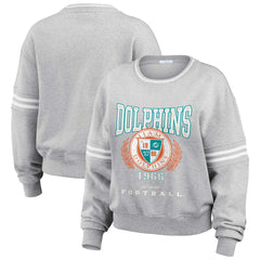 Miami Dolphins WEAR by Erin Andrews Women's Cropped Pullover Sweatshirt - Heather Gray sale