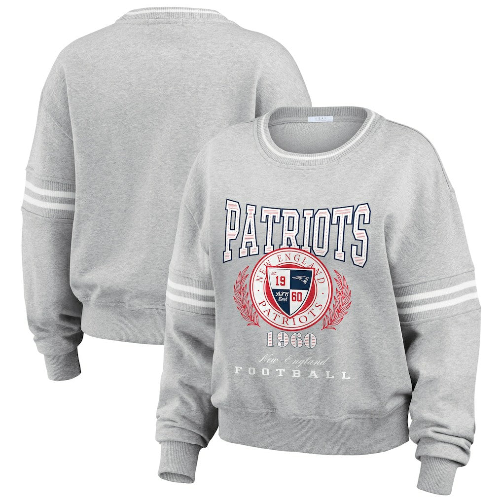 New England Patriots WEAR by Erin Andrews Women's Pullover Sweatshirt - Heather Gray cheap
