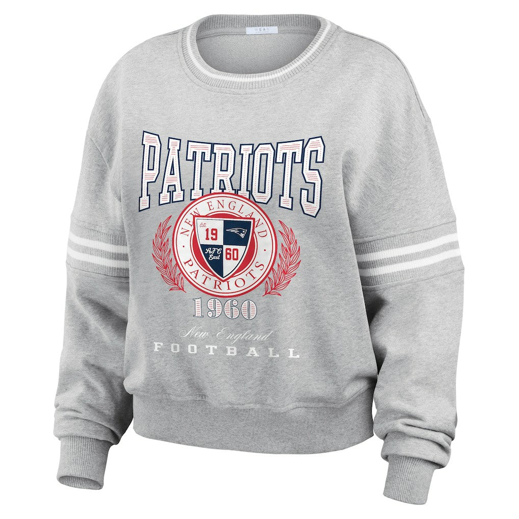 New England Patriots WEAR by Erin Andrews Women's Pullover Sweatshirt - Heather Gray cheap