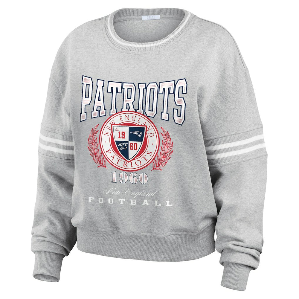 New England Patriots WEAR by Erin Andrews Women's Pullover Sweatshirt - Heather Gray cheap
