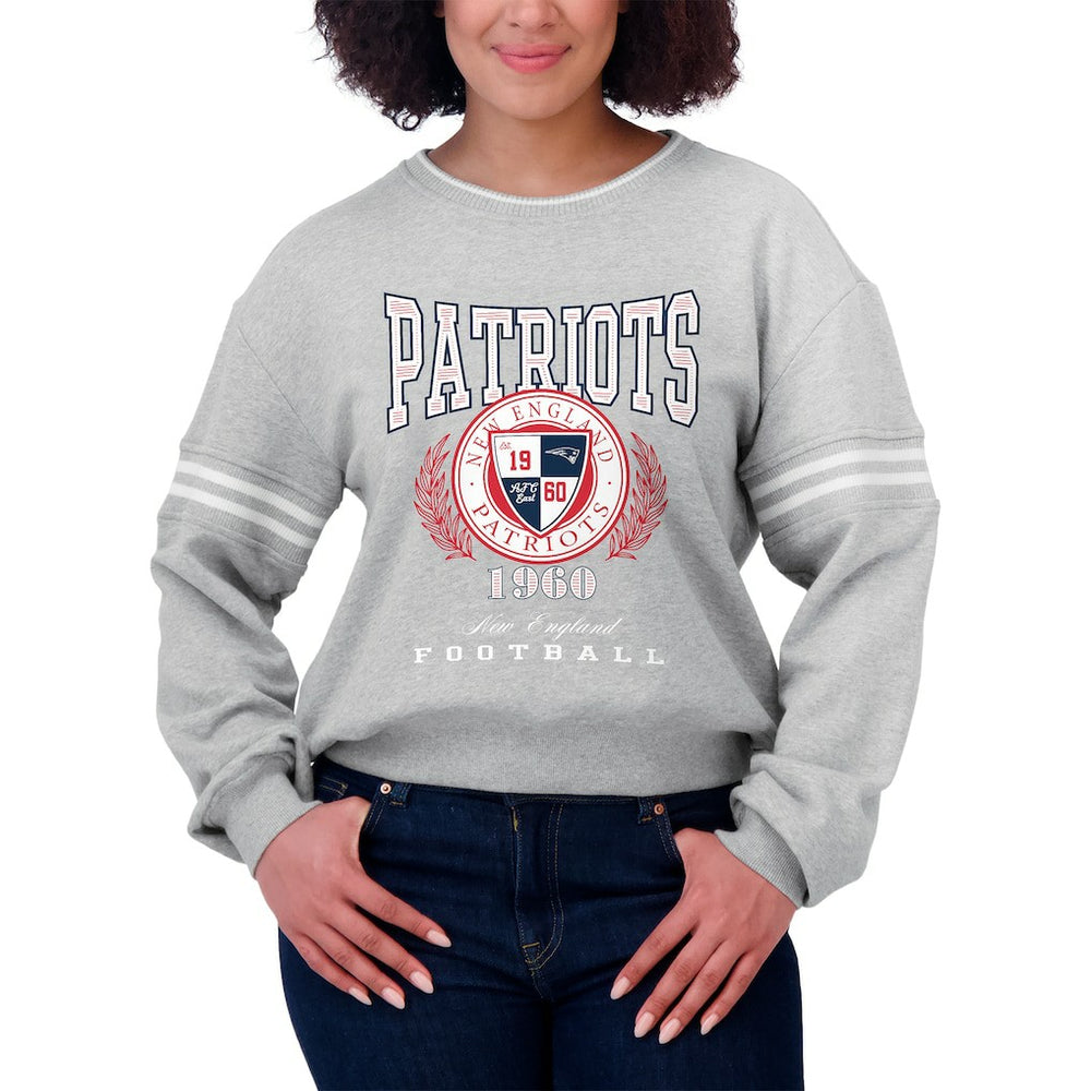 New England Patriots WEAR by Erin Andrews Women's Pullover Sweatshirt - Heather Gray cheap