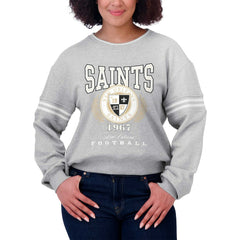 New Orleans Saints WEAR by Erin Andrews Women's Cropped Pullover Sweatshirt - Heather Gray sale