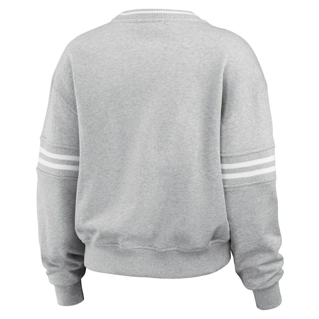 New York Jets WEAR by Erin Andrews Women's Crest Cropped Pullover Sweatshirt - Heather Gray outlet