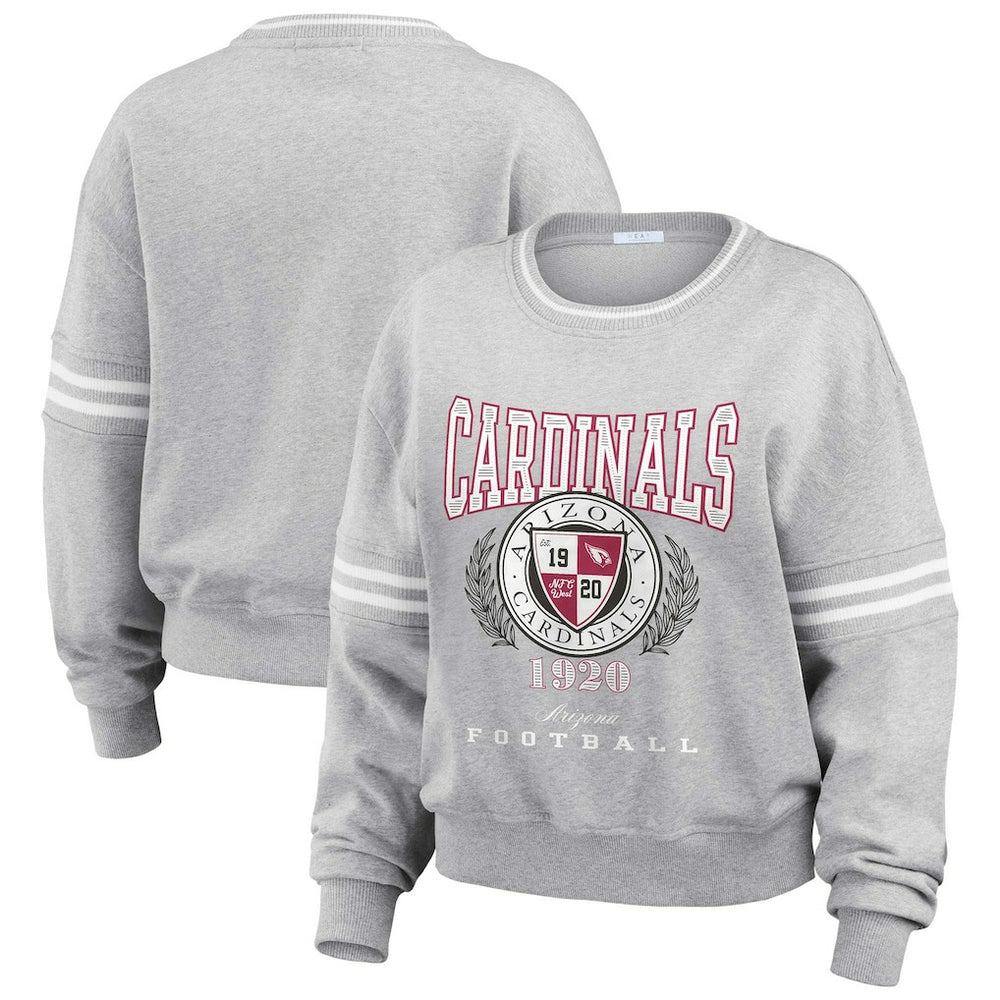 Arizona Cardinals WEAR by Erin Andrews Women's Cropped Pullover Sweatshirt - Heather Gray sale