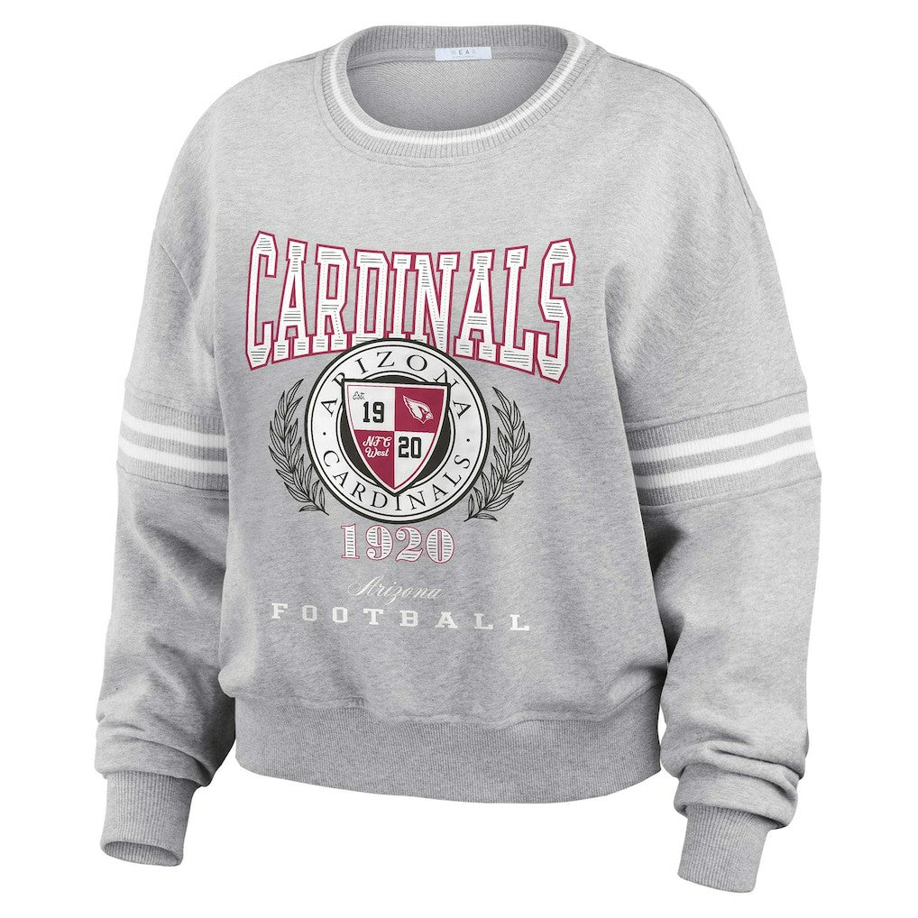 Arizona Cardinals WEAR by Erin Andrews Women's Cropped Pullover Sweatshirt - Heather Gray sale