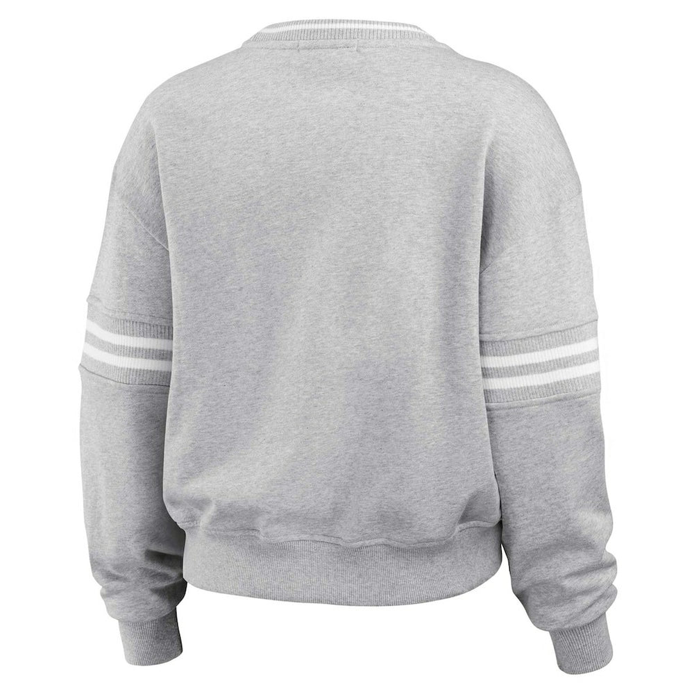 Carolina Panthers WEAR by Erin Andrews Women's Cropped Pullover Sweatshirt - Heather Gray outlet