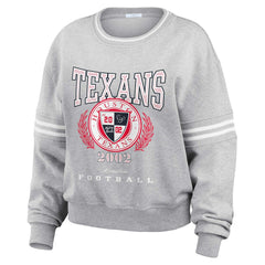 Houston Texans WEAR by Erin Andrews Women's Cropped Pullover Sweatshirt - Heather Gray for sale
