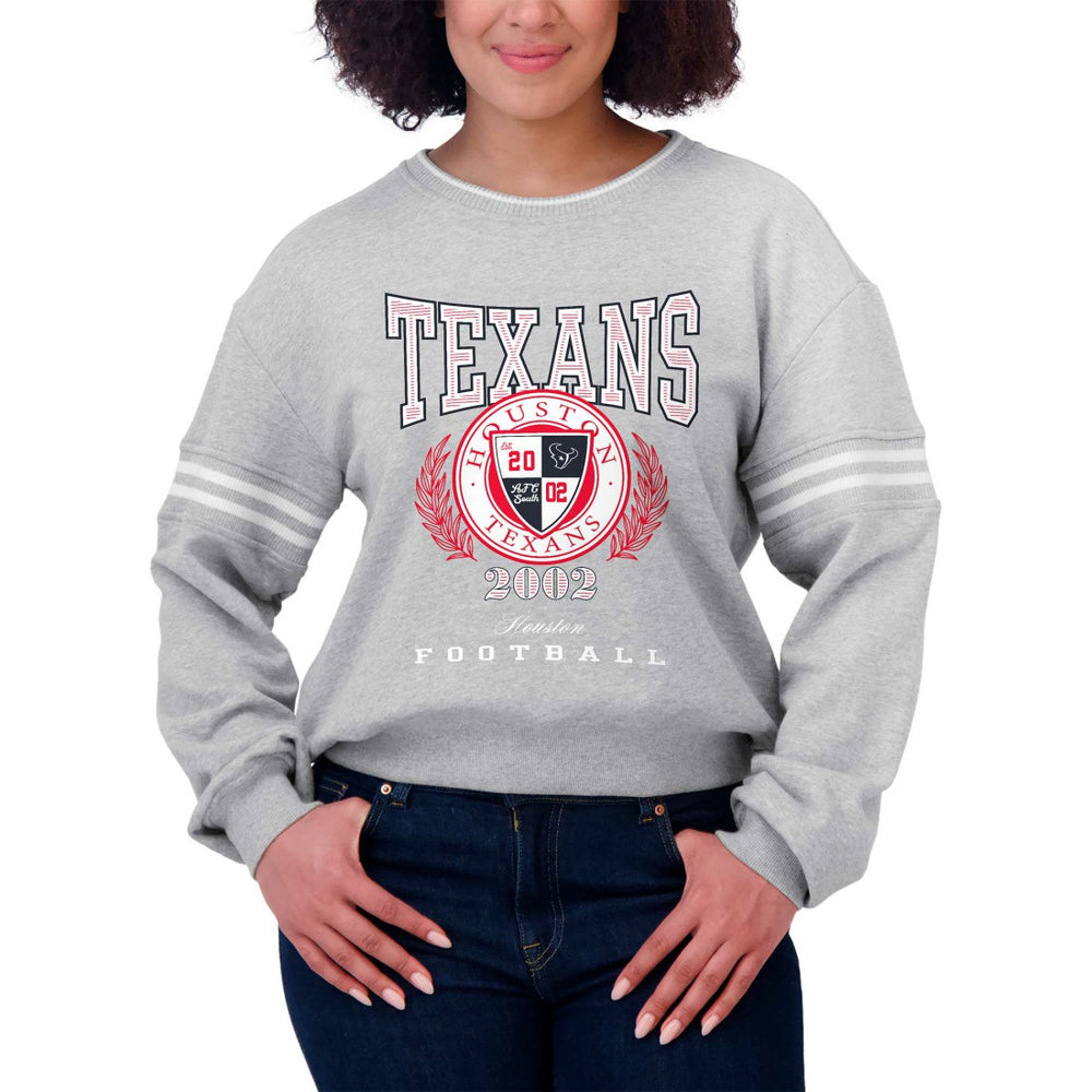 Houston Texans WEAR by Erin Andrews Women's Cropped Pullover Sweatshirt - Heather Gray for sale