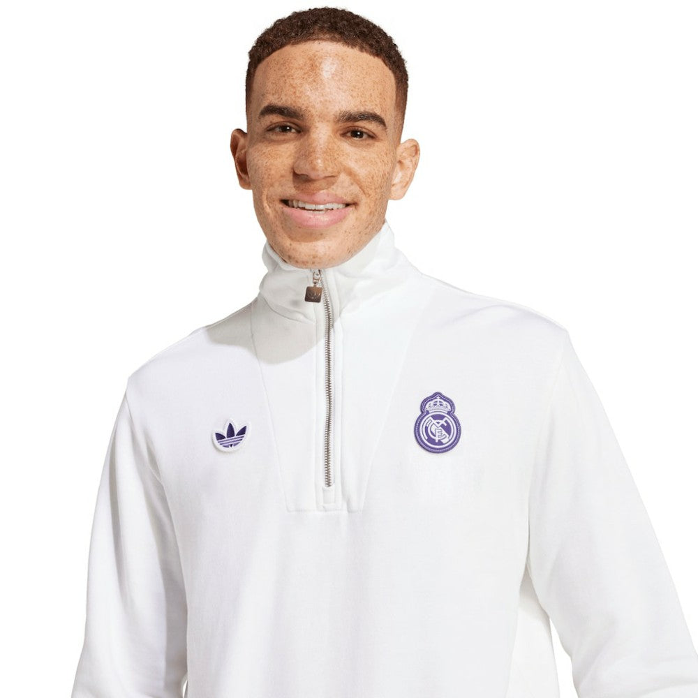 Real Madrid Originals Terrace Icons Collection Half-Zip Top - White outlet
