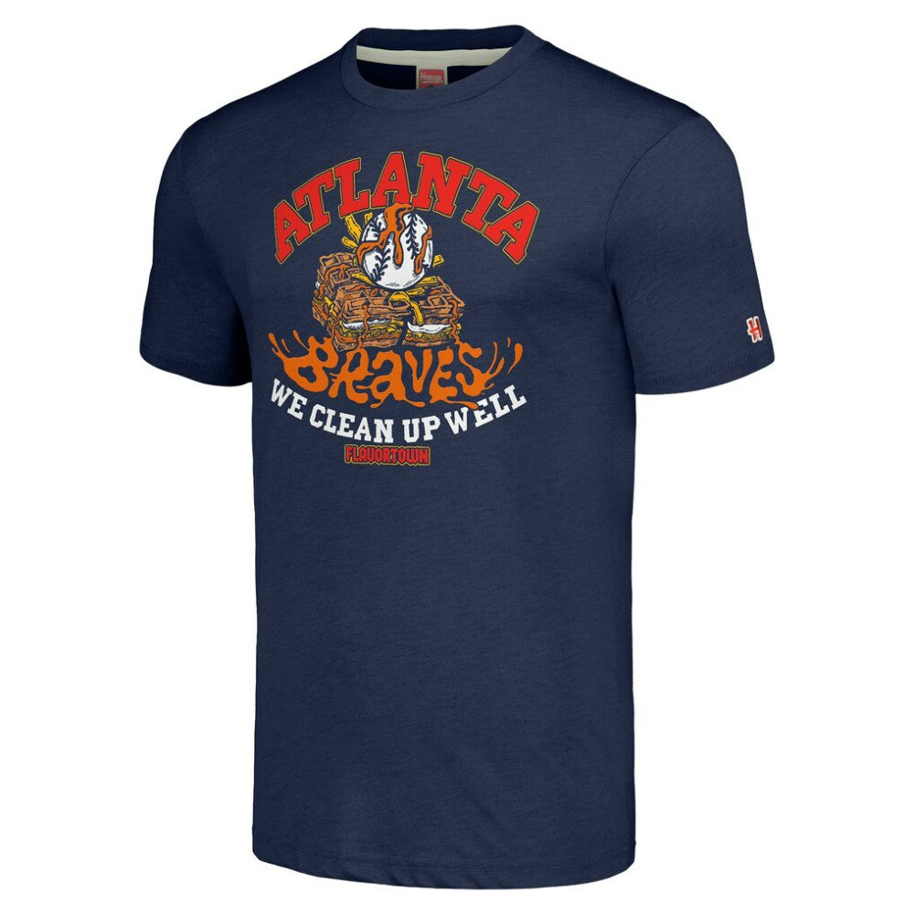 Atlanta Braves MLB x Guy Fieri’s Flavortown Unisex Tri-Blend T-Shirt Navy