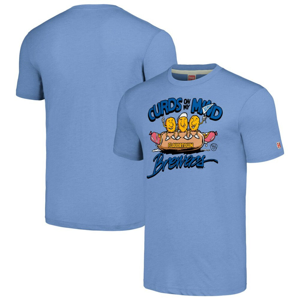 Milwaukee Brewers MLB x Guy Fieri’s Flavortown Unisex Tri-Blend T-Shirt Light Blue