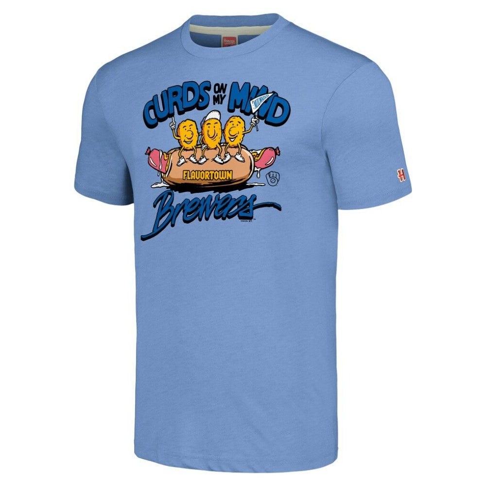 Milwaukee Brewers MLB x Guy Fieri’s Flavortown Unisex Tri-Blend T-Shirt Light Blue