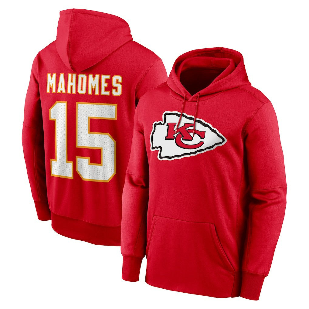 Patrick Mahomes Kansas City Chiefs Player Name & Number Therma Hoodie - Red discount