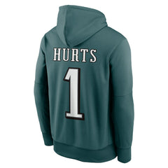 Jalen Hurts Philadelphia Eagles Player Name & Number Therma Hoodie - Midnight Green sale
