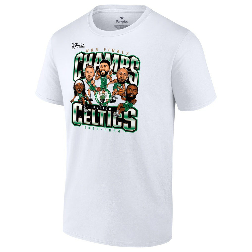 Boston Celtics 2024 NBA Finals Champions Pull Up Jumper Caricature T-Shirt - White shop