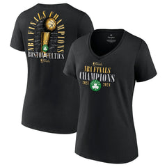 Boston Celtics Women's 2024 NBA Finals Champions Fade Away Jumper Roster Signature V-Neck T-Shirt - Black cheap