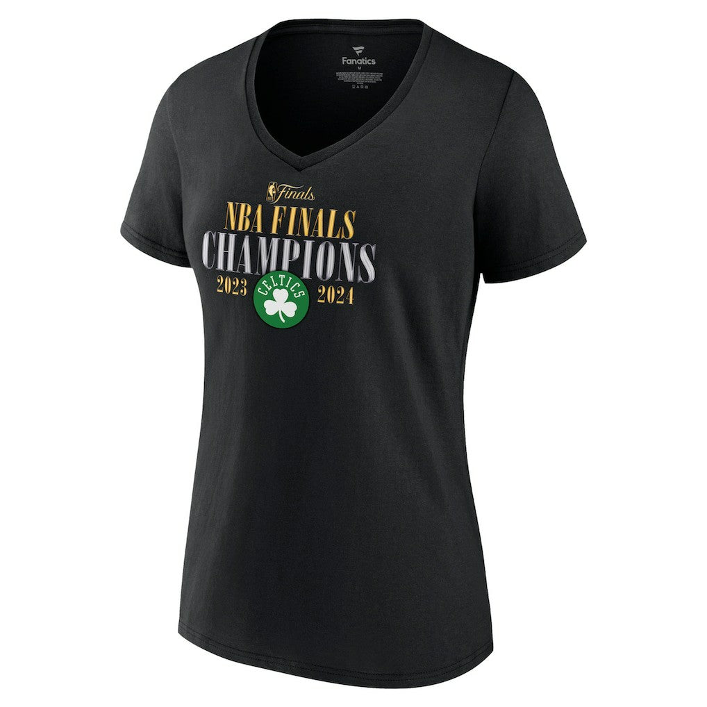 Boston Celtics Women's 2024 NBA Finals Champions Fade Away Jumper Roster Signature V-Neck T-Shirt - Black cheap