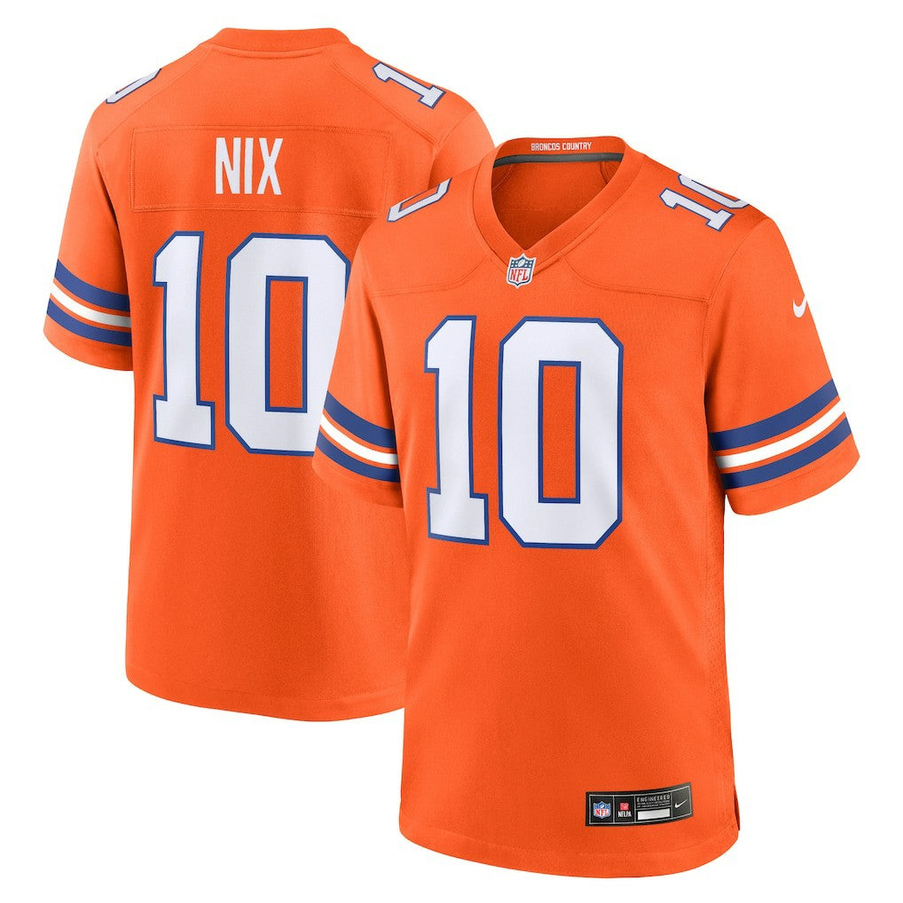 Bo Nix Denver Broncos Mile High Collection 1977 Throwback Player Game Jersey - Orange cheap