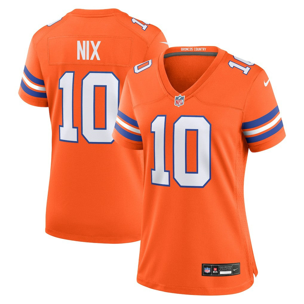 Bo Nix Denver Broncos Women's Mile High Collection 1977 Throwback Player Game Jersey - Orange cheap