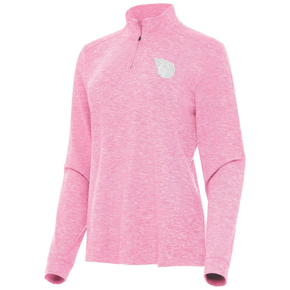 Cleveland Guardians Antigua Women's Mentor Lightweight Mock Neck Quarter-Zip Top Pink