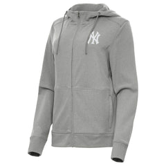 New York Yankees Antigua Women's Seeker Full-Zip Hoodie Jacket Heather Gray