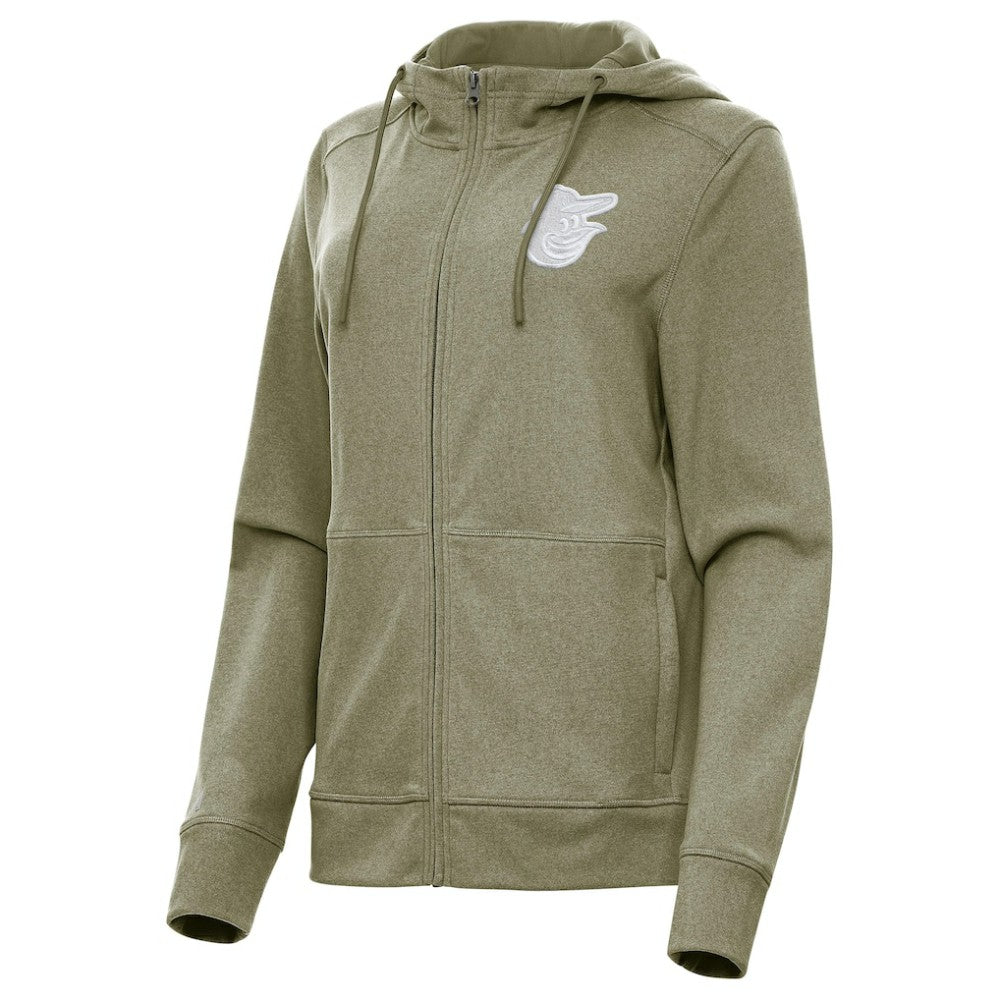 Baltimore Orioles Antigua Women's Seeker Full-Zip Hoodie Jacket Olive