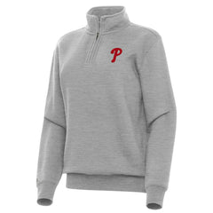 Philadelphia Phillies Antigua Women's Victory Quarter-Zip Sweatshirt Heather Gray