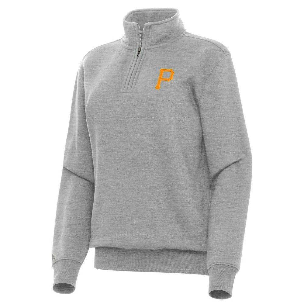 Pittsburgh Pirates Antigua Women's Victory Quarter-Zip Sweatshirt Heather Gray