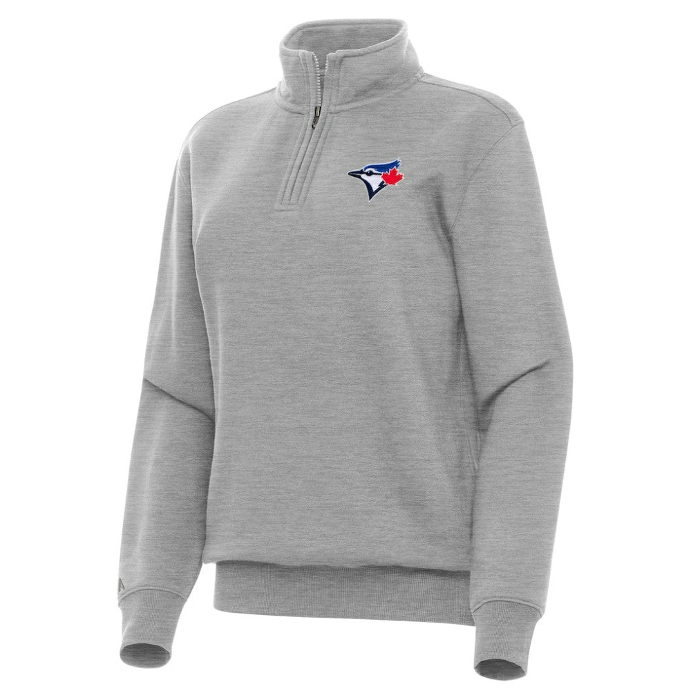 Toronto Blue Jays Antigua Women's Victory Quarter-Zip Sweatshirt Heather Gray