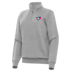 Toronto Blue Jays Antigua Women's Victory Quarter-Zip Sweatshirt Heather Gray