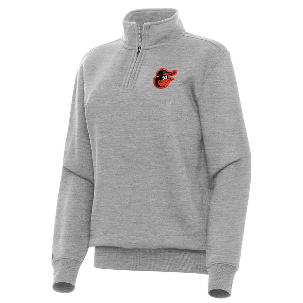 Baltimore Orioles Antigua Women's Victory Quarter-Zip Sweatshirt Heather Gray