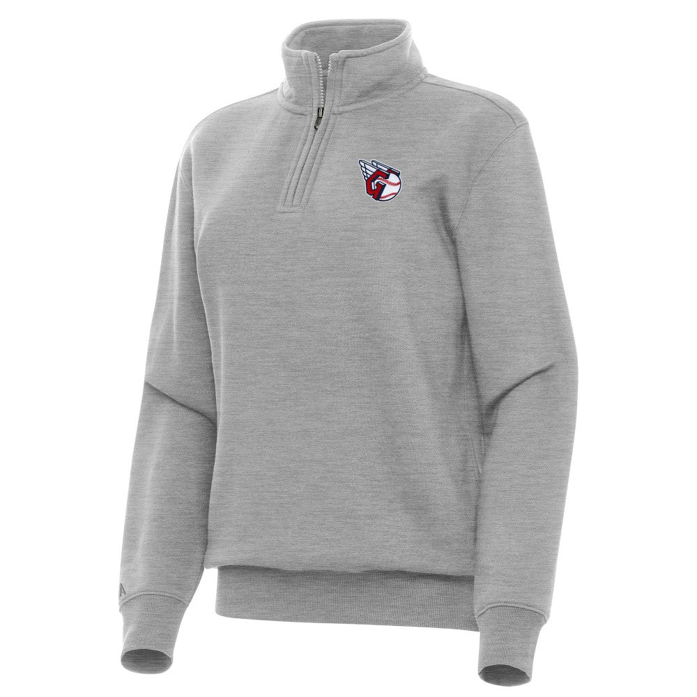 Cleveland Guardians Antigua Women's Victory Quarter-Zip Sweatshirt Heather Gray