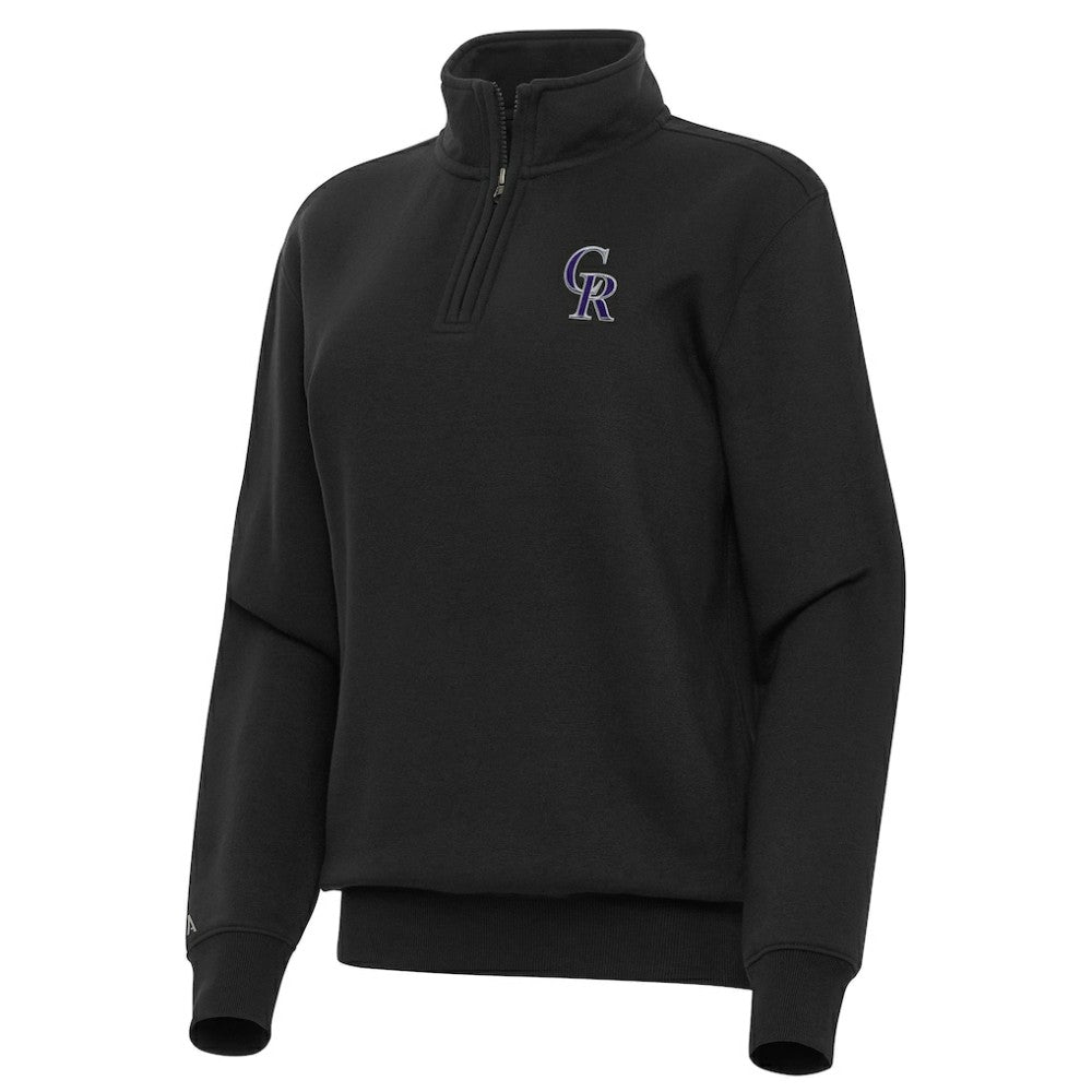 Colorado Rockies Antigua Women's Victory Quarter-Zip Sweatshirt Black
