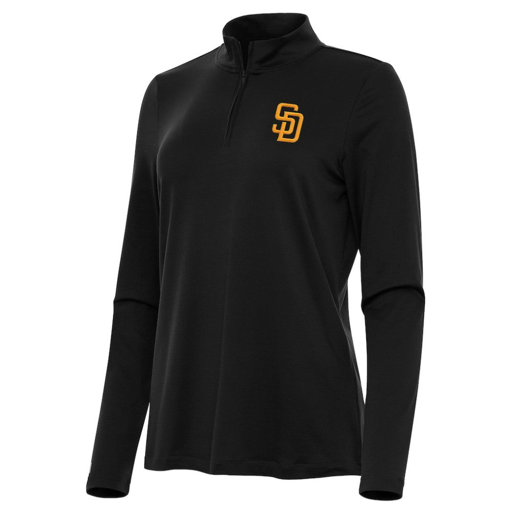 San Diego Padres Antigua Women's Reprocess Quarter-Zip Top - Black