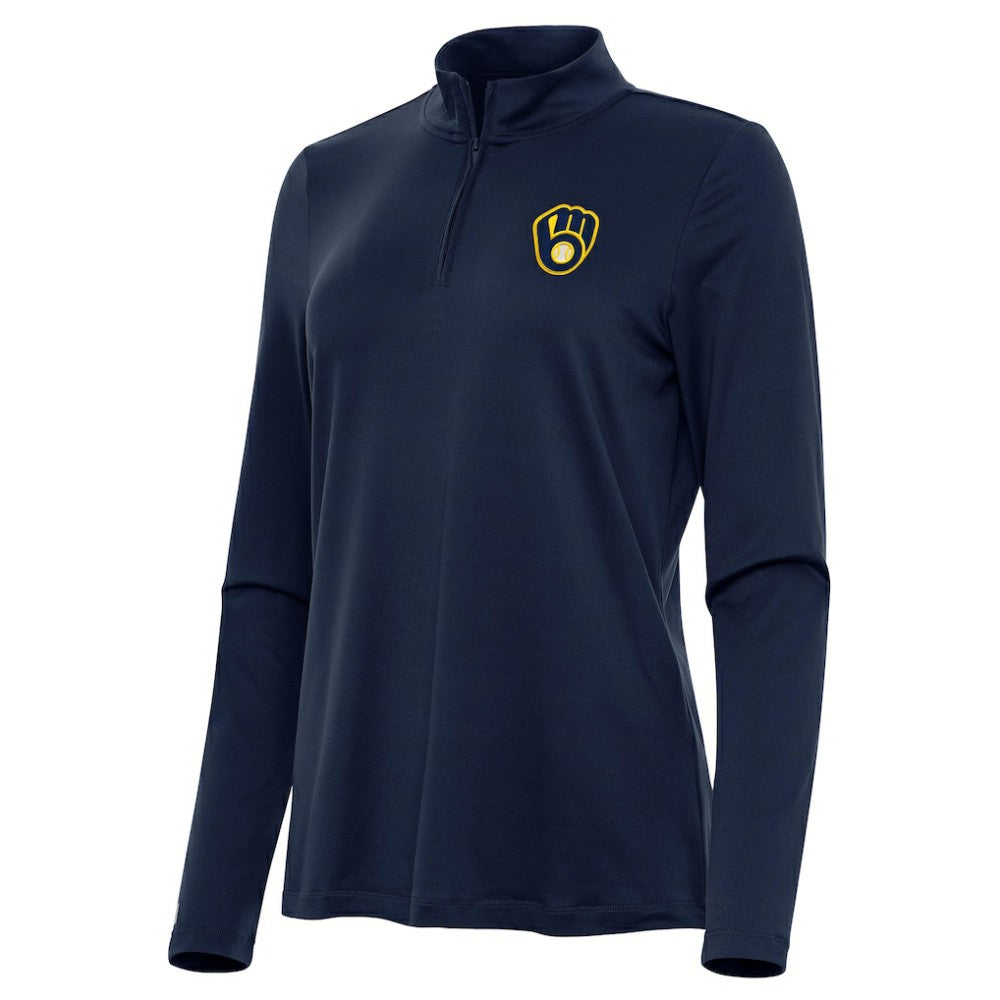 Milwaukee Brewers Antigua Women's Reprocess Quarter-Zip Top - Navy