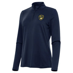 Milwaukee Brewers Antigua Women's Reprocess Quarter-Zip Top - Navy