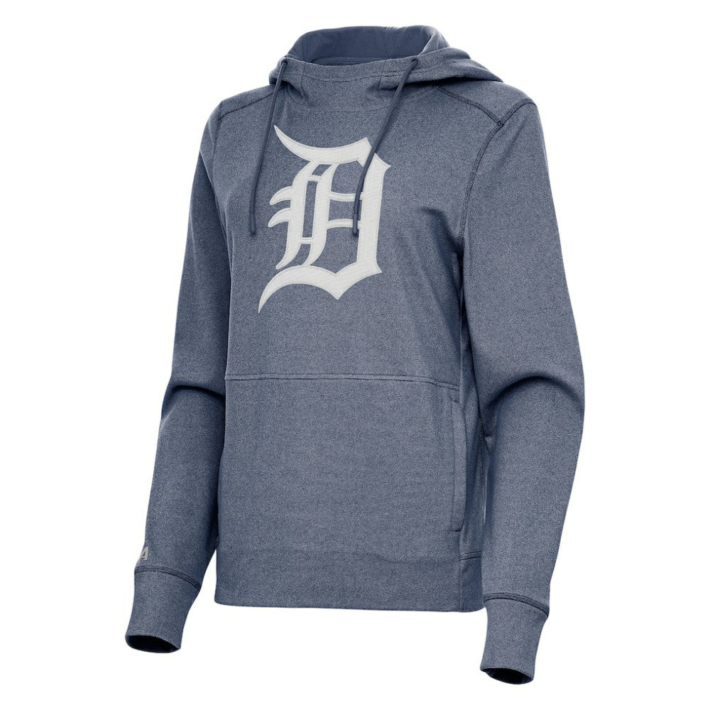 Detroit Tigers Antigua Women's Justice Pullover Hoodie Heather Navy
