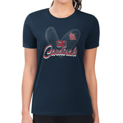 St. Louis Cardinals G-III 4Her by Carl Banks Women's Super-Slim Fit Lightweight Leopard Heart T-Shirt Navy