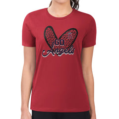 Los Angeles Angels G-III 4Her by Carl Banks Women's Super-Slim Fit Lightweight Leopard Heart T-Shirt Red