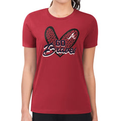 Atlanta Braves G-III 4Her by Carl Banks Women's Super-Slim Fit Lightweight Leopard Heart T-Shirt Red