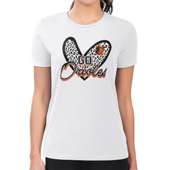 Baltimore Orioles G-III 4Her by Carl Banks Women's Super-Slim Fit Lightweight Leopard Heart T-Shirt White