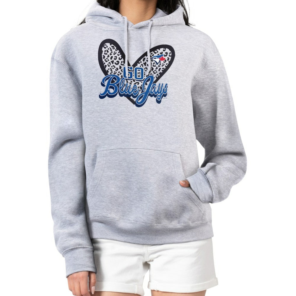 Toronto Blue Jays G-III 4Her by Carl Banks Women's Leopard Heart Pullover Hoodie Heather Gray