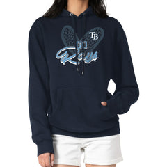 Tampa Bay Rays G-III 4Her by Carl Banks Women's Leopard Heart Pullover Hoodie Navy