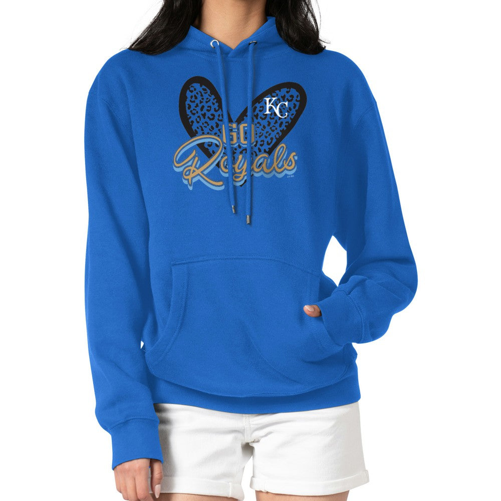 Kansas City Royals G-III 4Her by Carl Banks Women's Leopard Heart Pullover Hoodie Royal