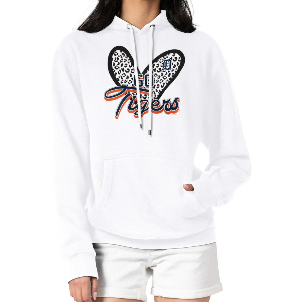 Detroit Tigers G-III 4Her by Carl Banks Women's Leopard Heart Pullover Hoodie White