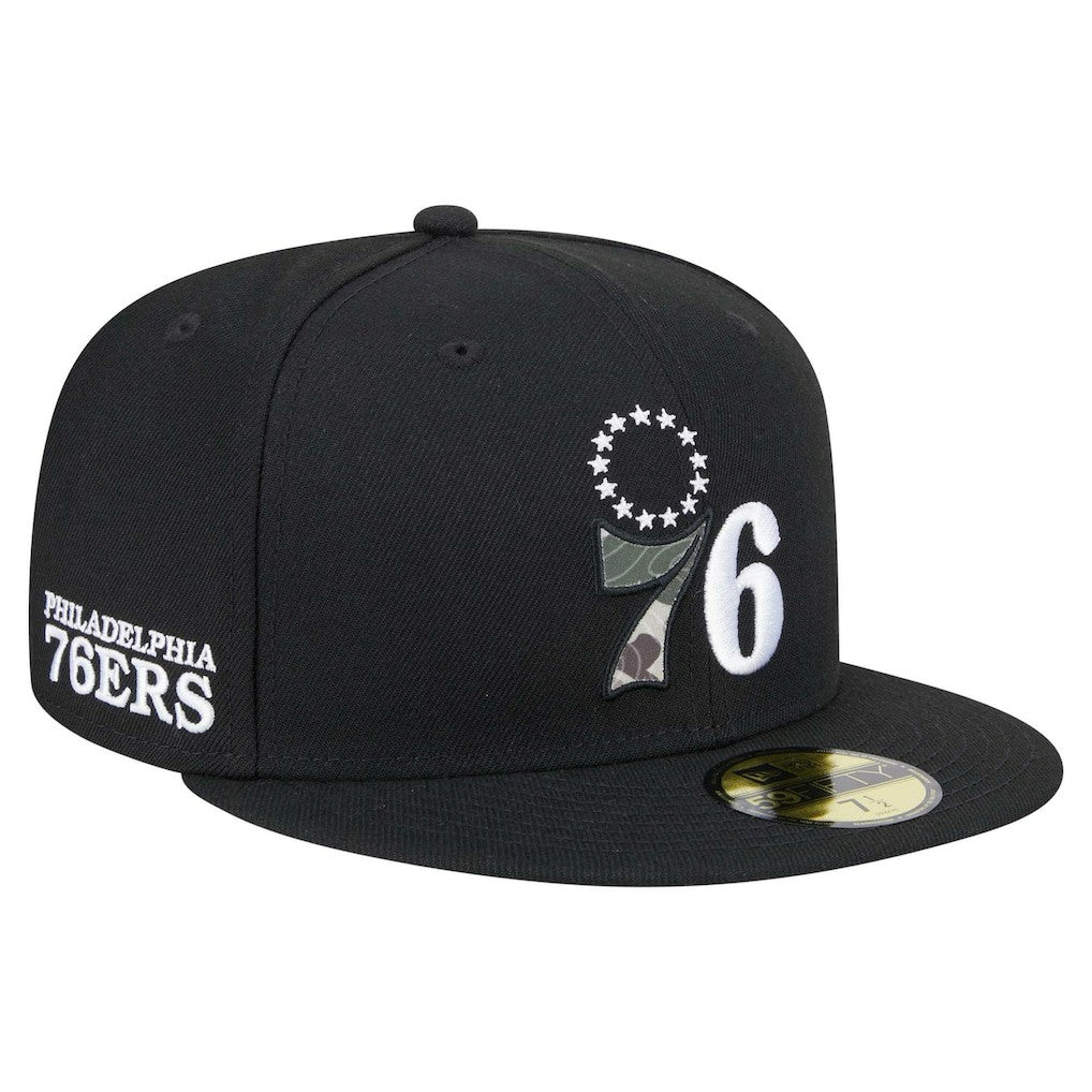 Philadelphia 76ers Camo Print UV 59FIFTY Fitted Hat - Black cheap
