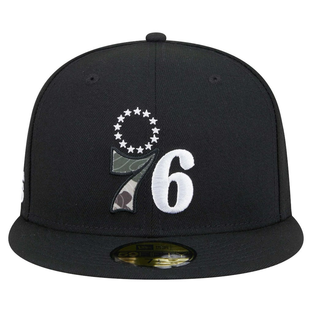Philadelphia 76ers Camo Print UV 59FIFTY Fitted Hat - Black cheap