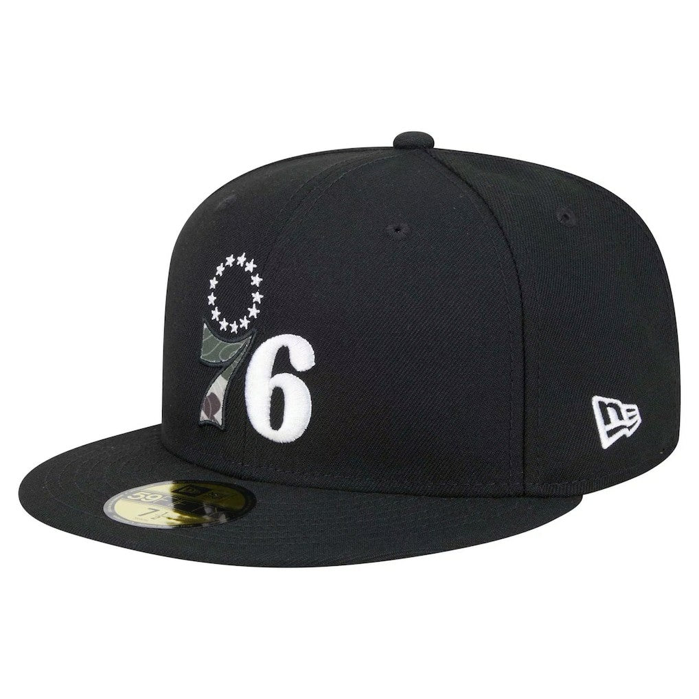 Philadelphia 76ers Camo Print UV 59FIFTY Fitted Hat - Black cheap